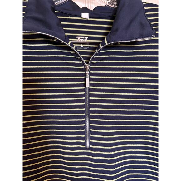 Tail golf polo size lg blue & metallic gold stripe 1/4 zip - Picture 6 of 7